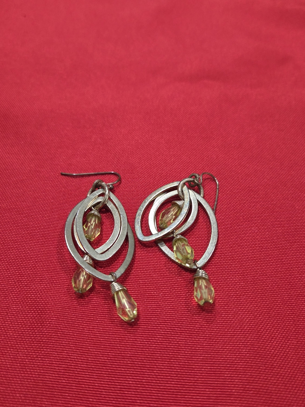 Gold-Tone Drop Earrings with Yellow Crystal Beads